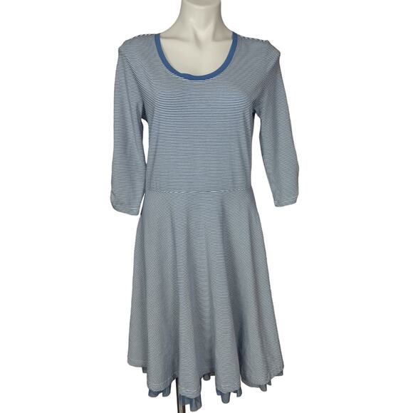 Matilda Jane Between the Lines Blue Stripe Tulle Dress Size Large - Picture 2 of 15